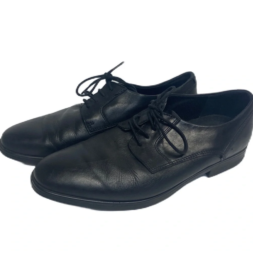 Ecco black leather tie up dress shoes men’s size 10